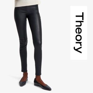 Theory Women’s Stretch Lambskin Leather Leggings Pants - Black - Size 6